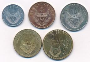 Ruanda 1977-1987. 1Fr-50Fr (5xklf) T:1-2 Rwanda 1977-1987. 1 Franc - 50 Francs (5xdiff) C:UNC-XF