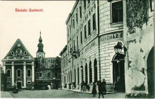 Zsolna, Sillein, Zilina; Szálloda és kávéház. Glasel S. kiadása / street view, hotel and café