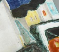 Csekovszky Árpád (1931-1997): Szentendrei városrészlet, kerámia fali dombormű, jelzett, apró kopássa...