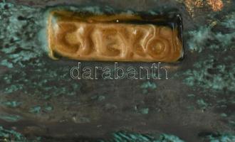 Csekovszky Árpád (1931-1997): Szentendrei városrészlet, kerámia fali dombormű, jelzett, apró kopássa...