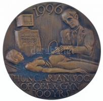 Csíkszentmihályi Róbert (1940-2021) 1996. HUNGARIAN SOC OF OBS, & GYN 100 YRS kétoldalas bronz plakett (89mm) T:1- patina