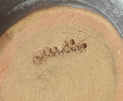 M Kiss Katalin: retró váza, színes mázakkal festett kerámia, hibátlan, jelzett, m: 11,5 cm