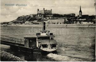 Pozsony, Pressburg, Bratislava; vár, gőzhajó / castle, steamship