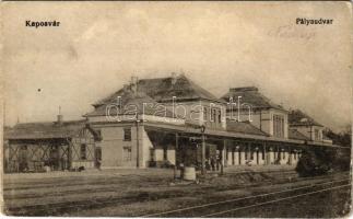 Kaposvár, pályaudvar, vasútállomás, gőzmozdony (EK)