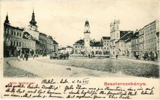 1901 Besztercebánya, Banská Bystrica; Béla király tér, üzletek / square, shops