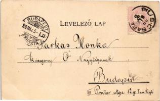 1899 Piliscsaba, Plébániatemplom, a helység látképe. K. Gy. 102. sz. Art Nouveau, floral (EK)