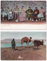 13 db RÉGI használatlan egyiptomi népviseletes képeslap / 13 pre-1945 unused Egyptian folklore postc...