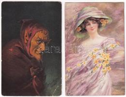 30 db RÉGI művész motívum képeslap / 30 pre-1945 art motive postcards