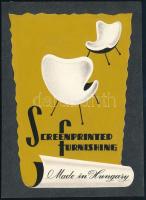 Screenprinting furnishing, made in Hungary. Tempera, papír, kartonra kasírozva. Jelzés nélkül. Retro plakát vagy reklám terv, 1950-60 körül. 13,5x10,5 cm.