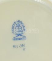 Herendi zöld Apponyi mintás csemegés tányér 4db . Kézzel festett, jelzett, kopott. d: 12cm