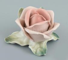 Ens porcelán rózsa, kézzel festett, jelzett, ragasztott, 6x7x5 cm