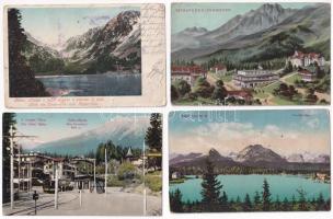 4 db RÉGI felvidéki város képeslap vegyes minőségben: Magas-Tátra / 4 pre-1945 Upper Hungarian (now Slovakian) town-view postcards in mixed quality: Vysoké Tatry