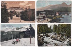 4 db RÉGI felvidéki város képeslap vegyes minőségben: Magas-Tátra / 4 pre-1945 Upper Hungarian (now Slovakian) town-view postcards in mixed quality: Vysoké Tatry
