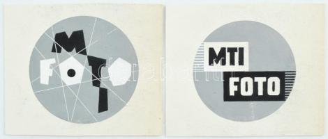 2 db reklám terv: MTI fotó. Tempera, papír. Jelzés nélkül. Logo vagy reklám terv. 1960 körül. 6,5x7,5 cm.
