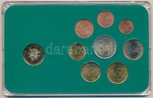Olaszország 2002. 1c-2E (8xklf) forgalmi szett + Vatikán 200L aranyozott érme műanyag tokban T:1,1-  Italy 2002. 1 Cent - 2 Euro (8xdiff) coin set + Vatican 200 Lire gilt coin in plastic case C:UNC,AU
