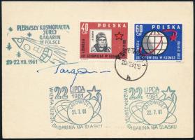 Jurij Alekszejevics Gagarin (1934-1968) szovjet űrhajós autográf aláírása levelzőlapon alkalmi bélyegzéssel. Megíratlan / Autograph signature of Yuriy Alekseyevich Gagarin (1934-1968) Soviet astronaut on ps card with special cancellation