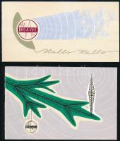 2 db Budavox reklám terv. Tempera, papír. Jelzés nélkül. 1960-70 körül. 9x14 és 7,5x14,5 cm.