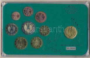 Németország 2004-2014. 1c-2E (8xklf) forgalmi szett + 1960. 1M aranyozott érme műanyag tokban T:1,1-  Germany 2004-2014. 1 Cent - 2 Euro (8xdiff) coin set + 1960. 1 Mark gilt coin in plastic case C:UNC,AU
