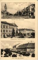 1914 Kiskunfélegyháza, Kossuth Lajos utcai részlet, Főgimnázium, Kneffel szálloda, Beregi Jakab, Frankl Ede üzlete, Holló Lajos utca, Piactér