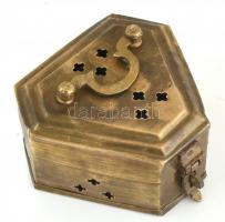 Ásvány nyaklánc acháttal és más ásványokkal, h: 45 cm, réz dobozkában: 8x7x4 cm