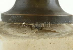 Wolfgang Amadeus Mozart büszt, bronz, márvány talpon, sérült. m: 20cm