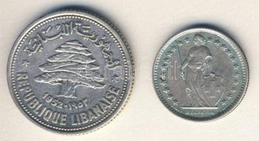 Libanon 1952. 50P Ag T:2/3 + Svájc 1960. 1/2Fr Ag T:3 kis ph