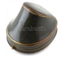 Régi ékszeres doboz, jelzett, bőr, Paar János ékszerész, m: 4cm