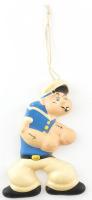 cca 1940-1950 Préselt kaucsuk Popeye figura, festett, kis kopásnyomokkal, h: 23 cm