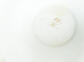 3 részes tálaló, kézzel festett porcelán, kopott, sérült, ragasztott, jelzett