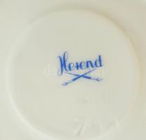 Herendi zöld virágmintás, kosaras nyomott mintás mokkás készlet, kézzel festett porcelán, 1 db alj h...