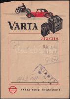 1943 Varta számolócédula