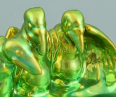 Zsolnay eozin mázas keselyűs tál, jelzett, kopásnyomokkal, alján hajszálrepedéssel, 16,5×10,5 cm