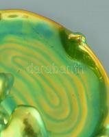 Zsolnay eozin mázas keselyűs tál, jelzett, kopásnyomokkal, alján hajszálrepedéssel, 16,5×10,5 cm