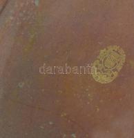 Zsolnay eozin mázas keselyűs tál, jelzett, kopásnyomokkal, alján hajszálrepedéssel, 16,5×10,5 cm