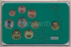 Ausztria 2004-2015. 1c-2E (8xklf) forgalmi szett + 1989. 10gr aranyozott érme műanyag tokban T:1,1-  Austria 2004-2015. 1 Cent - 2 Euro (8xdiff) coin set + 1989. 10 Groschen gilt coin in plastic case C:UNC,AU