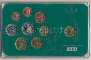 San Marino 2016. 1c-2E (8xklf) forgalmi szett + 2000. 20L aranyozott érme műanyag tokban T:1,1-  San Marino 2016. 1 Cent - 2 Euro (8xdiff) coin set + 2000. 20 Lire gilt coin in plastic case C:UNC,AU