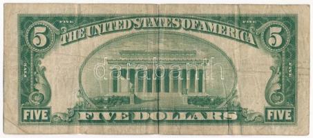 Amerikai Egyesült Államok 1934-1945. (1934A) 5$ "Silver Certificate - kisméretű" kék pecsé...