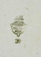 Zsolnay szenteltvíztartó, fali, porcelán, kopott, jelzett, 11,5x10,5cm