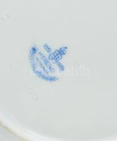 Herendi paradicsom madaras mintás süteményes tányér, kézzel festett porcelán, jelzett, kopott, d: 15...