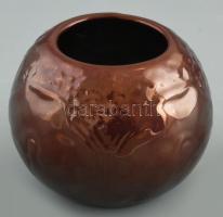 Zsolnay ökörvérmázas gömb formájú, váza, jelzett, hibátlan, m:8cm, d:9cm
