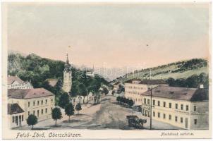 Felsőlövő, Oberschützen; látkép, szálloda, Kirnbauer Otto üzlete. Josef Prokopp kiadása / general view, hotel, shop of Kirnbauer