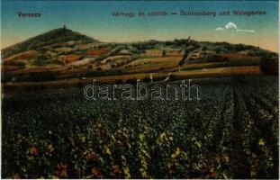 Versec, Werschetz, Vrsac; Várhegy és szőlők. Gábor Lajos kiadása / Schlossberg und Weingärten / castle hill, vineyards