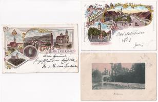 3 db RÉGI külföldi város képeslap vegyes minőségben / 3 pre-1945 European town-view postcards in mixed quality