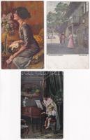 5 db RÉGI motívum képeslap vegyes minőségben: hölgyek / 5 pre-1945 motive postcards in mixed quality: ladies