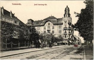 1913 Temesvár, Timisoara; Jenő herceg tér, kaszinó, üzletek / square, casino, shops