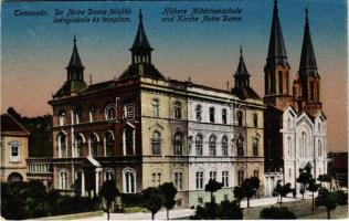 Temesvár, Timisoara; De Notre Dame felsőbb leányiskola és templom / Höhere Mädchenschule und Kirche Notre Dame / girls school, church