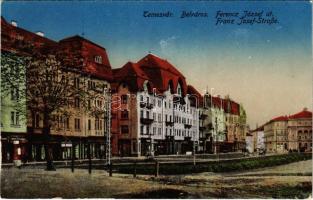 Temesvár, Timisoara; Ferenc József út, üzletek / street view, shops