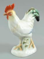 Herendi (1942) porcelán kakas, kézzel festett, jelzett, restaurált, ragasztott, kopott, m: 13,5 cm