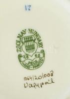 Zsolnay áttört peremű kaspó, virágmintás, kézzel festett porcelán, jelzett, hibátlan, m: 10cm