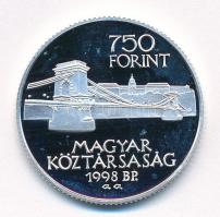 1998. 750Ft Ag "Budapest 125 éves" kapszulában T:PP ujjlenyomat Adamo EM149